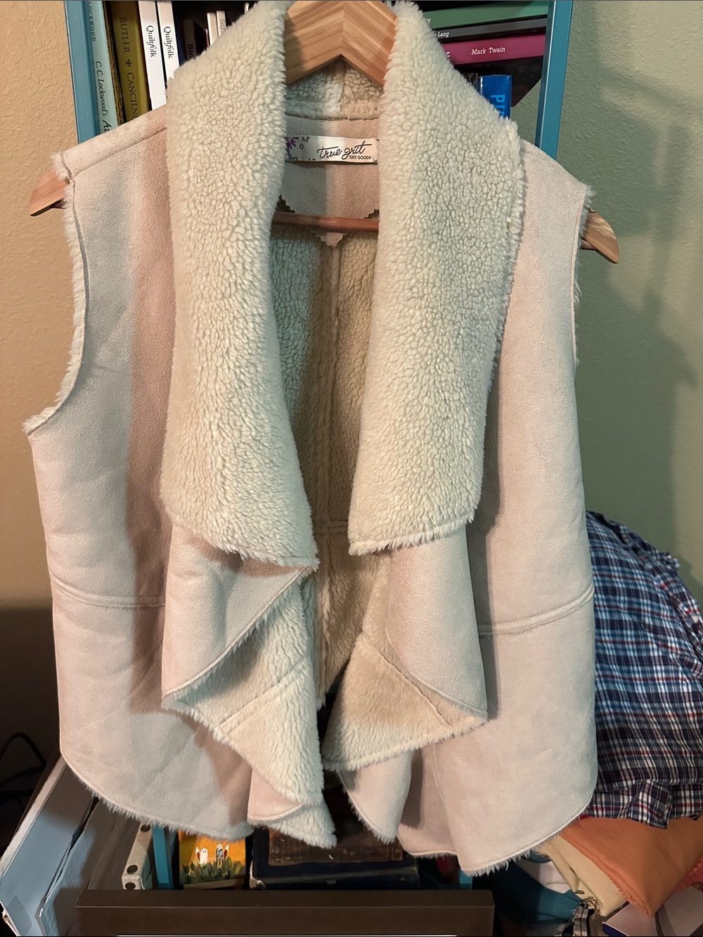 True Grit Cream Faux-Shearling Drape Vest